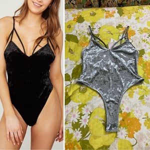 HAH | Hot-As-Hell Solid Velvet Bodysuit Sage Green Sea Velour